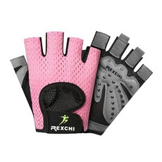 【附發票】REXCHI運動半指手套 自行車健身重訓防滑手套, 粉色, 1套