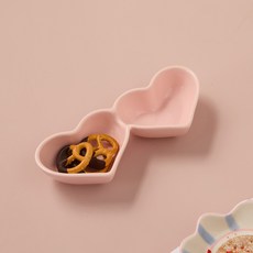 [MODERN HOUSE 중계점] 러브소르베 2칸 하트나눔종지 L16 핑크 CA3026008, 1개