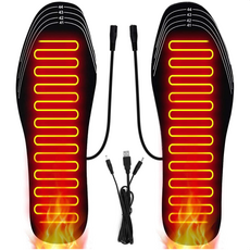 미가 USB 발열 깔창 전기 온열 인솔 물세탁 가능 사이즈 컷팅 가능 EVA 소재 남녀공용 겨울 보온 신발 깔창, 블랙, NH-118