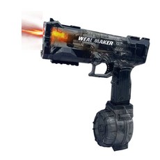 最新火焰燈光電動水槍，自動冰爆高壓大容量兒童水槍玩具, 冰爆電動水槍-科技黑色(火焰燈光版), 1個