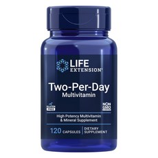 LIFE EXTENSION Two-Per-Day 綜合維他命膠囊, 1個, 120錠