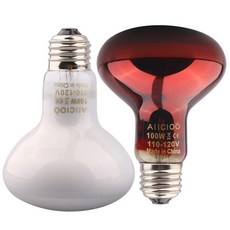 Aiicioo 파충류 열 램프 콤보 세트 - 100W 낮과 밤 전구 적외선 바스킹 수염 드래곤 도마뱀 거북이 소라게 표범 게코 뱀 카멜레온 탱크용 140988, 레드 및 화이트