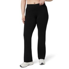 No Nonsense Lounge YOGA 요가 PANTS 팬츠 바지 블랙 플레어 면 레깅스 82.5cm(32.5인치) 안쪽 솔기 넓은 허리 밴드 노쇼 커버리지 편안한
