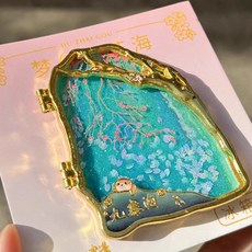 九寨溝 旅遊 文創 金屬 磁吸 流沙 冰箱貼 紀念 禮物, 如圖所示