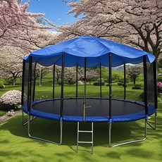야외 트램폴린 점핑 방방이 캠핑장 놀이터 점프업 트램펄린, 4.88m 트램폴린 + 캐노피(파란색)