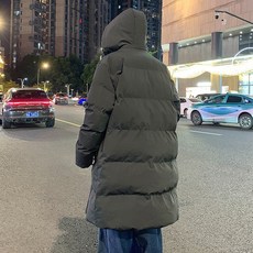 男女同款加厚保暖長款棉服 情侶純色簡約冬裝外套 寬鬆休閒棉衣麵包服