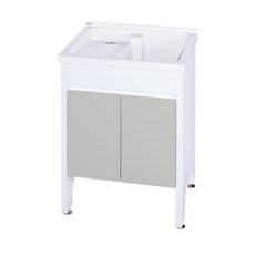 琴海廚房 立柱款固定式洗衣板洗衣台 台灣製 可訂製門板顏色 結晶鋼烤 木紋 人造石PVC防水 60/70/80/90CM, 1個, U-370 70公分,灰點