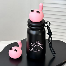 Ait 핑크 고양이 보온 보냉 텀블러, 1개, 500ml, 핑크고양이