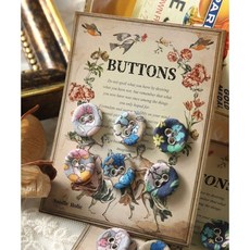 패션스타트 [니들홀릭] 피드색 돼지코 싸개단추 다크 블라썸 13mm 6개입 멀티, 6개