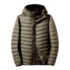 MOGU 패딩 재킷 남성용 캐주얼 경량 패커블 겨울 다운 코트 후드 포함 여행 및 하이킹용 초록색. M