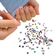 LKCCTK 네일 스톤 네일 파츠 약 4000점 이형 3D 입체 반짝반짝 별 달 원형 다중 색상 하이브리드 보석 유리 스톤 네일 아트 파츠 주얼리 파츠 DIY 수공예 재료