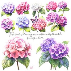 로맨틱 수국 냅킨, 1세트, 20개, 혼합색상