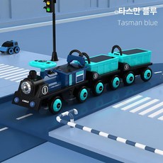 대형 붕붕카 기차 트레인 장난감 전동 리모컨 선물, 듀얼 구동, 1개, 로열블루 기관차+블루 2칸