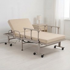 라꾸라꾸전동침대 1인용 효침대 슈퍼싱글 간이 접이식침대, 침대(베이지)+간이테이블