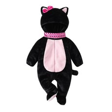 Muineobuka 신생아 남아 여아 동물 코스튬 유아 고양이 코스프레 후드 바디수트 유아 퍼지 따뜻한 할로윈 의상 (핑크 9-12개월), 0~3개월, 핑크