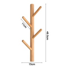 벽걸이 행어 나무 코트 랙 세로 의류 보관 홈 장식, 1개, Wood color