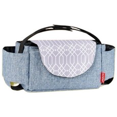 嬰兒推車掛袋 - 多功能置物收納袋，適用各款推車，隔日到貨, 藍色+灰色+米色, 1個