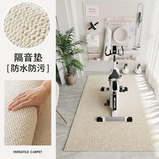 動感單車隔音降噪墊 跑步機墊家用防滑耐磨, 米白色菠蘿圈【加厚隔音降噪】,40*60cm【試用小門墊】