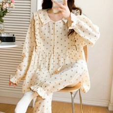 순면 100% 거즈 임산부 잠옷 여봄 산후조리복 여름 얇은 산후임신 수유실내복