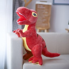 티라노사우루스 피규어 공룡 뽀글이 인형 잠자는 인형 명절 선물 인형 쿠션, 레드 45Cm