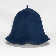 일본사우나모자 사우나 캡 스팀 샤워 헤어캡 타월, 진한 파란색