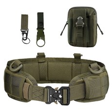 戶外多功能戰術腰封 戰術腰帶 多功能腰封套裝 快拆按扣訓練腰帶戶外多功能腰封套裝尼龍蛇加厚腰帶多功能全套腰封釣魚腰帶, 軍綠色腰封+腰帶+包+鷹嘴勾+水瓶扣, 1個