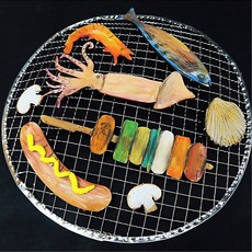 키즈캠핑장 석쇠판 모듬구이 채색용 도안세트/ 아동만들기수업 방과후수업 마카색칠용, 3개, 우드색
