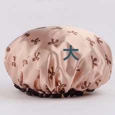 雙層浴帽防水發帽淋浴帽洗澡防溼髮套廚房油煙帽沐浴蝴蝶結幹發帽, 1個, 雙層浴帽金色:如圖所示