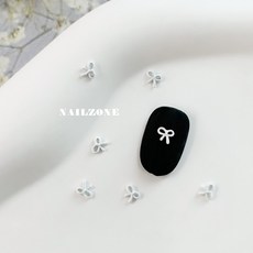 블랙&화이트 미니 라인 리본 네일파츠, 화이트[NO.66S], 10개, 화이트[NO.66S]