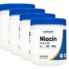 뉴트리코스트 니아신 비타민B3 파우더 Nutricost Niacin Vitamin B3, 4개, 250g