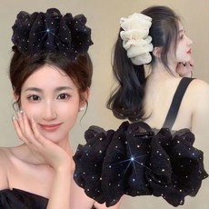[사러왕]펄쉬폰 집게핀 왕리본 오간자 쉬폰 올림머리핀 대왕 집게삔 볼륨 머리핀