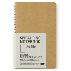 日本 MIDORI 螺旋線圈筆記本 A6 纖薄 空白 MD White 100張, 1個, 棕色