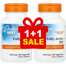 [1+1] 닥터스베스트 완전 활성형 B12 Fully Active 1500mcg 식물성 캡슐 60정 / 해외직구 미국정품, 2개