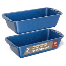 로프 팬 세트 2피스 - 완벽한 빵과 케이크를 위한 디럭스 논스틱 탄소강 제빵기구 - 식기 세척기 사용 가능 홈 베이킹을 위한 프리미엄 팬, 2 Pack, Blue Marble