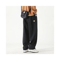 鬼洗直筒牛仔褲男款大尺碼寬鬆休閒長褲彎刀鬼洗牛仔褲彈性工作褲美式高腰闊腿褲, XL建議體重130-150斤, 黑色