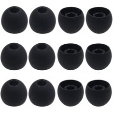 12개 세트 대형 교체 이어팁 이어버드 이어캡 팁 파워비츠 프로 비츠X 센소 토조 소니 및 기타 내부 구멍 3.8mm 인이어 헤드폰 검정색, 12개 세트 대형 교체 이어팁 이어버드 이어캡 팁 파워