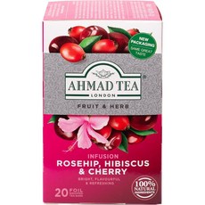 독일 아마드티 Ahmad Tea Rosehip Hibiscus & Cherry 인퓨전 로즈힙 히비스커스 & 체리 후르츠 and 허브차 티백, 20개입, 4개