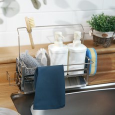 올스텐 수세미 물빠짐 거치대 행주걸이, 1세트, 실버