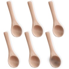 아즈코탐 6PCS 소금 스푼 작은 나무 꿀 설탕 향신료 병 커피 잼 조미료 이상적인 주방 선물용 3.94인치 미니 티스푼목재 색상