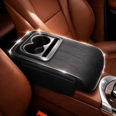 모토녹스 롱바디형 자동차 콘솔박스 팔걸이 쿠션 컵홀더, 1개, 시크 블랙