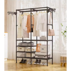 바이리모 무볼트 조립식 간편설치 시스템 수납 행거 선반형 스탠드 옷걸이 행거, 블랙