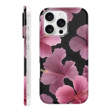 Jumkook 아이폰 16 프로 맥스 6.9인치용 폰 케이스 미적 여름 히비스커스 난초 꽃 꽃무늬 패턴 패션 귀여운 꽃 디자인 커버 아이폰 16 프로 맥스용 충격 방지 보