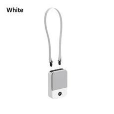 휴대용 야외 미니 행잉 넥 선풍기 허리 3 기어 강풍 블레이드리스 쿨러 USB 2000Mah, 01 White