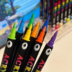 아크릴 마커 패브릭 듀얼 팁 공예용 펜 캔버스용 수성 24색 선물용 붓, 24색 휴대용 펜 케이스