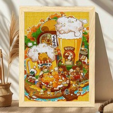 可愛卡皮巴拉拚圖木質1000片手工擺件益智兒童玩具生日禮物 87OK, 1個, 14號拼圖,50片單拼圖不含相框10*15cm