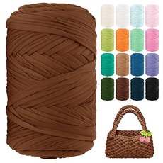 ECLATIS 티명품핏 셔츠 실 130야드 초보자 크로셰 400g 탄성 원단 두꺼운 코바늘 뜨개질 뜨개질 가방 바구니 러그 컵받침 DIY 공예 홈 데코용 브라운 26, ECLATIS 티명품핏 셔츠 실 130야드 초보자 크로