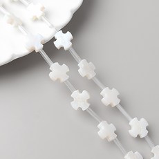 비즈아이 [5708-10]자개 천주px십자가 세로홀 10mm 화이트 1개