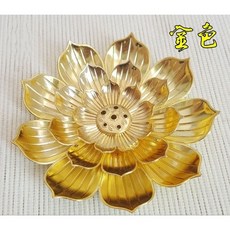 合金蓮花多孔香插 蓮花香座 線香/盤香通用 二件式, 金色