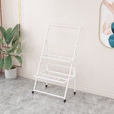 花店車載階梯式鮮花塑料擺攤花架可折疊輕奢鐵藝萬嚮輪展示花架子花架 置物架 層架, 1個