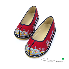 여아 담채자수 빨강 꽃신(130~220mm) / 유아 꼬까신 한복소품